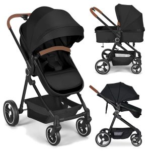 Arlifo Baby Strollers 2 in 1 Standard Bassinet Stroller Carriage Infant Toddler Girl Boy, Coches para Bebes Modernos 2023, Lightweight Foldable Travel Newborn Stroller with Cup Holder(Black)