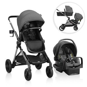 Evenflo Pivot Xpand Modular Travel System with LiteMax Infant Car Seat with Anti-Rebound Bar (Sabino Gray)