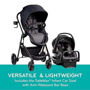 Evenflo Pivot Modular Travel System with Lite Max Infant Car Seat with Anti-Rebound Bar (Desert Tan) Baby Stroller